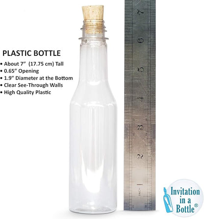 Plastic Bottles & Corks for Bottle Message Invitations, Announcements, DIY Craft, Party Favors & Sand Art - Clear Plastic (450 Bottles & Corks)