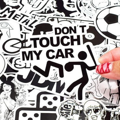 QTL Black and White Stickers for Adults Funny Stickers for Laptop Skateboard Bumper Bike Car Decals Waterproof Vinyl Pack 100Pcs