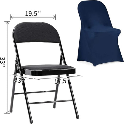 Peomeise Stretch Spandex Folding Chair Cover for Wedding Party Dining Banquet Event (Navy,6pcs)
