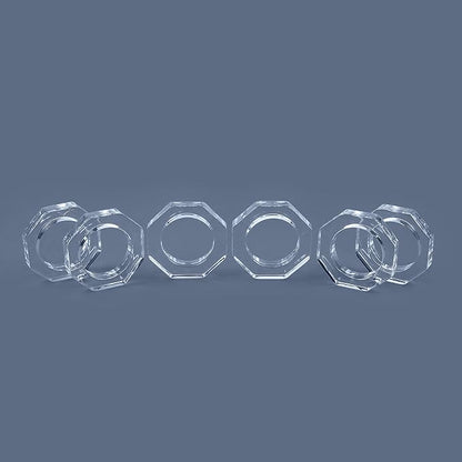 Acrylic Napkin Rings Set of 8 - Octagon Transparent Design for Christmas, Thanksgiving, Holiday Table Decor - Durable Crystal Napkin Holders for Dinner Parties & Everyday Use (Opaque) - CLEENTABLE
