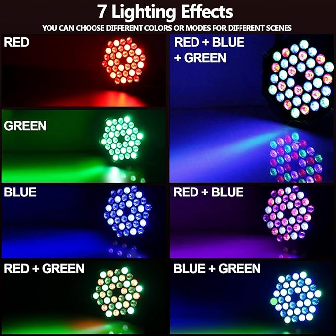 Yiixuyo-LED Par Lights DJ Stage Light Corded RGB 36 LED with Sound Activated Control DJ Uplighting for Wedding Party Club Christmas Stage Lighting - 4Pack