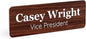 ExcelMark Custom Name Tag - Engraved Name Badge with Pin or Magnetic Backing, 16 Colors, 6 Fonts, and 2 Sizes to Choose from (Walnut w/White Letters, 1"x 3")