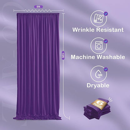 30ftx10ft Purple Backdrop Curtains for Party Background, Wrinkle Free Purple Photo Backdrop Drapes 6 Panels Back Drop Cloth for Wedding Birthday Photography Baby Shower Decor