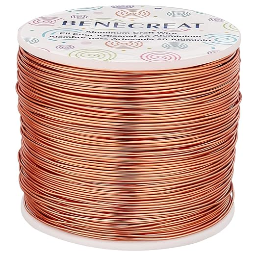 BENECREAT 20 Gauge 770FT Aluminum Wire Anodized Jewelry Craft Making - Beading Floral Florist for Gem Wrapping, Plant Gardening, Festival Jewelry Craft Making, Copper Tone