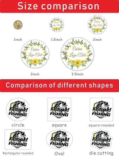 Custom Stickers for Weddings, Birthdays & Businesses - Personalized Labels with Your Logo - Waterproof, Fade and Heat Resistant - Pack of 100-1000 (Wreath T, 1.5 Inch)
