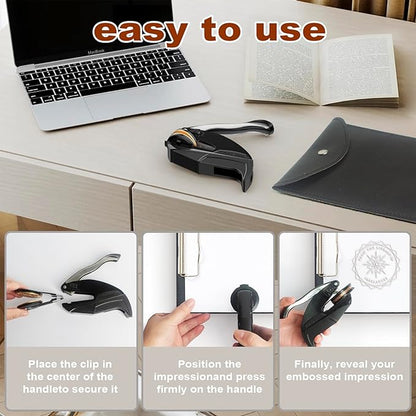 Personalized Book Embosser - Custom Library Stamp, Personal Gifts for Book Lovers, Readers, Teachers (Star-02)