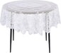 Juvale Round Lace Tablecloth - 59-Inch White Polyester - Scalloped Edge Circle Tablecloth with Floral Overlay & Vintage Decor for Wedding Receptions & Home