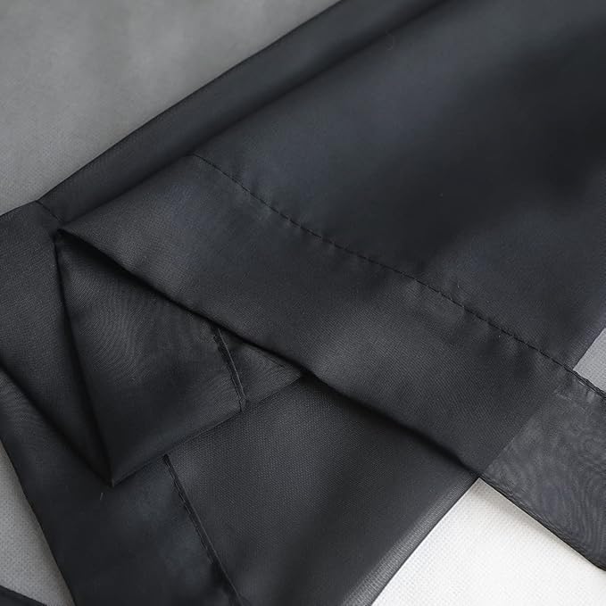 Window Black Sheer Curtains 48 Inches Width 63 Inches Long 2 Panels Sheer Curtain Clear Curtains Basic Rod Pocket Panel for Home Living Room Bedroom Kids Room Yard Patio Parlor Sliding