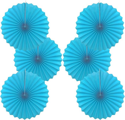 BARTHEW Blue Hanging Paper Fans,Blueaccessories Paper Decorations for Party,Blue Harmony Classroom Decorations,Party Decorations for Boys 16in Hanging Paper Fans 30 Color DIY Set (Sky Blue)