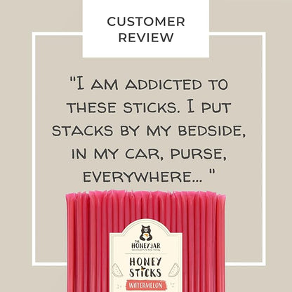 The Honey Jar Watermelon Flavored Honey Sticks - Pure Honey Straws For Tea, Coffee, or a Healthy Treat - One Teaspoon of Flavored Honey Per Stick - Made In The USA with Real Honey - (20 Count)