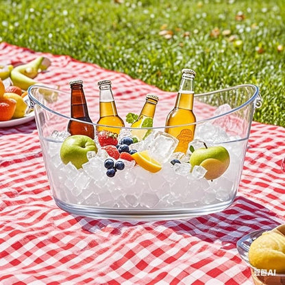 2pcs 5.5L Ice Bucket with 1pc Scoops and 1 Wine beer Bottle Opener,Large Clear Acrylic Ice Bucket for for Wine Champagne Mimosa Cocktail Bar Picnic Fruit Storage Basket (2PCS 5.5L)