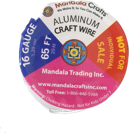 Mandala Crafts 16 Gauge Anodized Aluminum Craft Wire for Jewelry Making – 390 FT Colored Flexible Rose Gold Combo Wire - Bendable for Bonsai Armature Crafting Sculpting