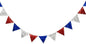 pinkblume Red Blue Silver Decorations Double Sided Sequin Fabric Triangle Pennant Banner Flag Bunting Garland for Nursery Classroom Home Bedroom Wall 4th of July American Veterans USA Holiday Decor