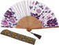 Amajiji 8.27"(21cm) Hand Held Bamboo Silk Folding Fan Hand Fan,Chinese/Japanese Charming Elegant Vintage Retro Style,Women Ladys Girls Best Gifts (LXHS1)