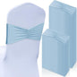 Moukeren 100 Pcs Spandex Chair Sashes Bows Bands Slider Sashes for Chair Covers Elastic Bands Ties Ribbon Decorations for Wedding Party Events Ceremony Birthday Banquet(Sky Blue)