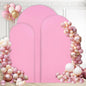 WEERRW Wedding Arch Cover Pink Spandex Fitted Set of 3 Balloon Arch Stand Covers Round Top Chiara Stretchy Backdrop for Birthday Party Baby Shower Banquet Decoration (6FT, 6.6FT, 7.2FT)