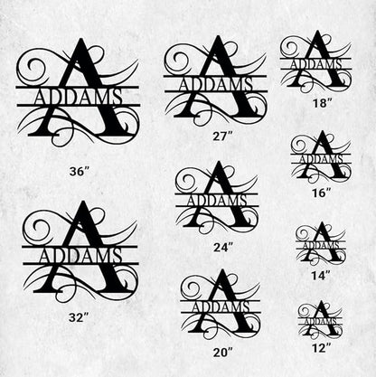 Personalized Metal Name Signs, Split Letter Monogram Wall Decor, Custom Last Name Sign, Family Name Sign for Outdoor, Personalized Wedding Gift, Garden Decor, Metal Wall Art, Housewarming Gift (MonogramDesign_6)