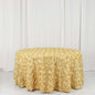 Efavormart 120" Wholesale Round Table Cover Champagne Grandiose Rosette 3D Satin Tablecloth for Wedding Party Event Decoration