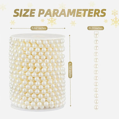 48 Feet Faux Pearl Beads Garland 8mm Craft String Pearls for Wedding Centerpiece Christmas Tree and Flowers Decoration DIY (Ivory)