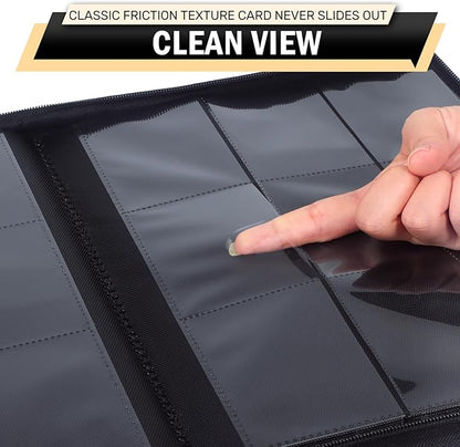9 Pocket Card Binder, 540 Premium Zip Trading Card Binder, Double-sided Side Loading Card Collection Binder Album, Durable Leather Cover, Ringless Card Folder for Gifts, MTG, TCG, Sport Cards, Yellow