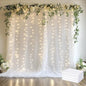 Tulle Backdrop Curtain with Lights String 20 X 10FT White Sheer Tulle Backdrop Curtains for Wedding Birthday Party Reception Photo Booth Background Decorations (4 Panels 5x10FT)