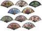 HUNANBANG 1 Dozen 12 Pieces Folding Hand Fans Church Wedding Gift, Party Favors, DIY Decoration Gift Size9 Wholesale 12pack (Flower)