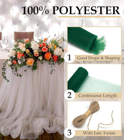 Hunter Green Tulle Fabric Roll, 54" x 40 Yards (120FT) Tulle for Christmas Wedding Decoration DIY Tutu Party Backdrop Baby Shower Table Skirts Gift Wrapping