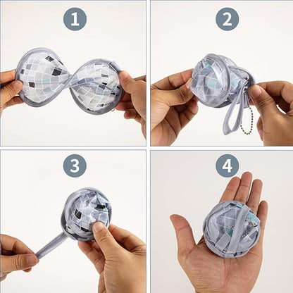 4pcs Disco Round Foldable Hand Fan Japanese Foldable Fan Style Handheld Compact Cooling Fans,Round Folding Fan for Outdoor Games,Xmas Decoration,Festival,Party Favors,Travel,Events