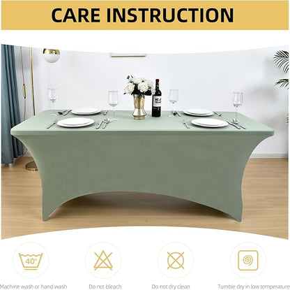 121 2-Pack 6ft Spandex Table Covers for Rectangle Standard Folding Tables - Wrinkle Resistant Stretch Tablecloths - Ultimate Fitted Table Protector for Parties, Banquet, and Wedding