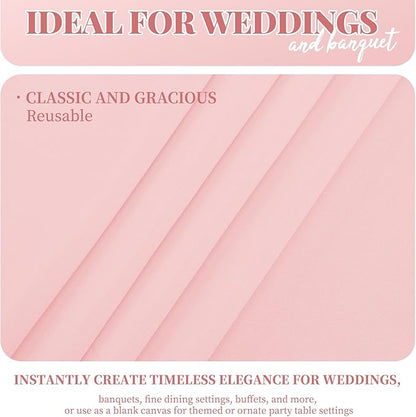 12 Pack Polyester Tablecloth 60 x 126 Inch Pink Tablecloth for 8 Ft Rectangle Tables,Stain and Wrinkle Resistant Washable Fabric Table Covers Polyester Table Clothes for Wedding Parties Banque