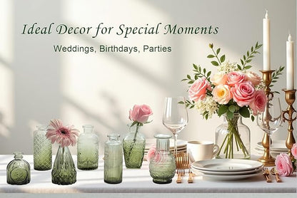 Bud Vases Set of 40 Pcs,Small Flower Vases for Centerpieces,Glass Bud Vase in Bulk,Vintage Bud Vase for Wedding Table Centerpieces Decoration, Home Table Party Decor, Christmas,Anniversary,Green