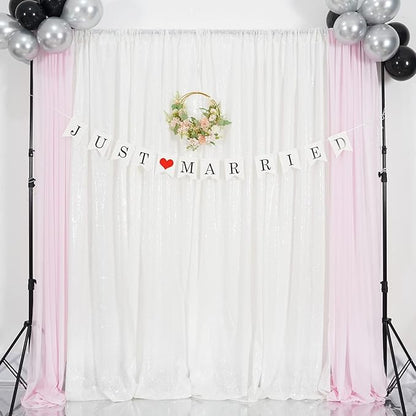 Poise3EHome White Sequin Backdrop Curtains,2 Panels 2FTx8FT Glitter Background for Party Halloween Birthday Party Baby Shower Wedding Christmas Thanksgiving Holiday Festival Decor