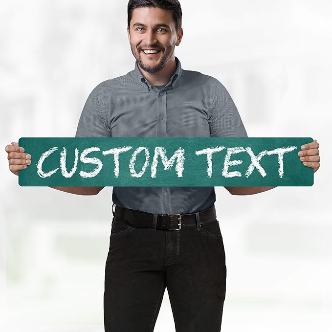 Custom Sign, Custom Street Sign, 11 Font Colors, 13 Font Styles, 4 Hole Options, 22 Sizes, 6x36 Inches, Rust Free DiBound, Fade Resistant, Made in USA by My Sign Center (Chalkboard Black)
