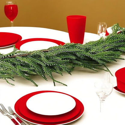NSBELL 6 Ft Artificial Norfolk Pine Garlands, Real Touch Winter Pine Garland, Green Artificial Greenery Garland for Table, Mantle, Wall, Indoor, Outdoor Christmas Decorations