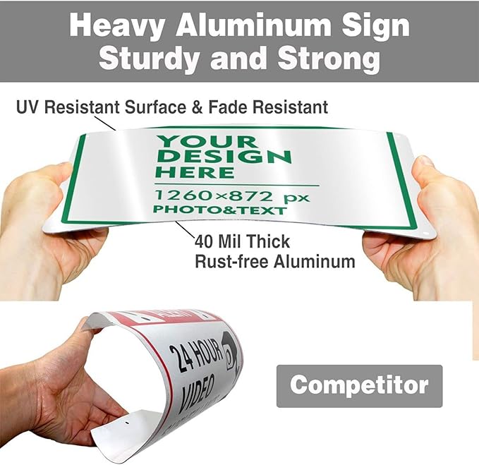 Custom Signs Outdoor Metal Sign - 12 x 8 Customized Personalized Aluminum Signs for Office, Home, Business, Decor, Custom Road Signs, Rust-Proof Sign (Green Text Box)