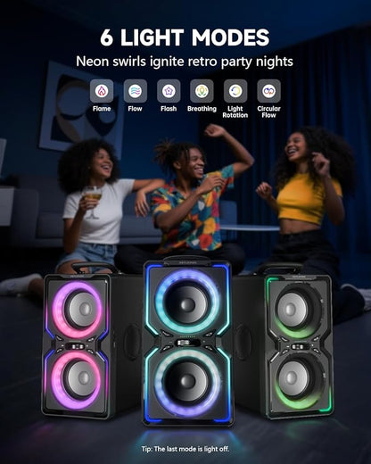 Hotlemon Large Bluetooth Speaker: 240W Peak Powerful Loud Sound with Deep Bass, 15H Playtime, Fast Charge, TWS, Portable Wireless Speakers for Outdoor, Party, Beach, Backyard, Home, Outside (Black)