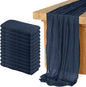 12 Pack Cheesecloth Table Runner 10Ft Christmas Gauze Boho Table Runners for Wedding Decor Bridal Shower Decorations Baby Shower Party(35" x 120")(Navy)