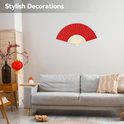 MCEAST 30-Piece Silk Folding Fans with Bamboo Frames - Multicolor, Perfect for Weddings, Parties, Home Decor