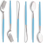 WELLIFE 144Pcs Blue Plastic Silverware, Heavy Duty Plastic Flatware with Blue Handle, Includes 48 Forks,48 Knives,48 Spoons for Party