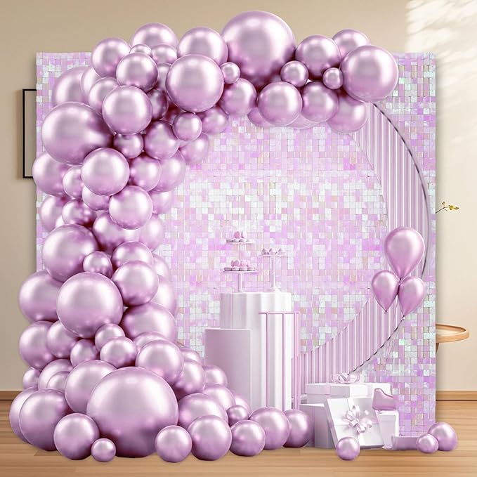 24PCS Colorful Light Pink Shimmer Wall Backdrop, Square Sequin Photo Backdrops Panel, Glitter Wall Background for Birthdays, Weddings, Christmas, Engagements, Disco Bachelorette Party Decor (3FTx4FT)
