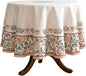 ISAENNE Floral Tablecloth for Round Tables,Linen Table Cloth with Double-Edged Lily Pattern,Heavy Durable Table Cover for Dining Thanksgiving Kitchen Decor Party Christmas,Diameter 67"