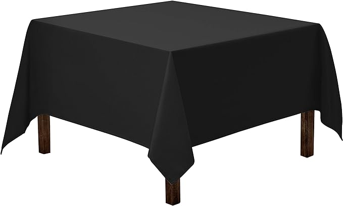 Gee Di Moda Square Tablecloth - 70 x 70 Inch Black Table Cloth for Medium Square or Round Tables - Heavy Duty Washable Fabric - for Buffet Table, Holiday Party, Dinner, Wedding & Baby Shower