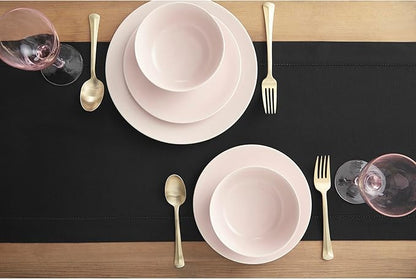Solino Home Black Table Runner 48 Inches - Cotton Linen Hemstitch Coffee Table Runner 14 x 48 Inch Ideal for Dresser Tables - Fall, Autumn, Halloween, Thanksgiving, Holiday