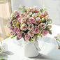 LESING Artificial Silk Rose with Vase Fake Flowers Wedding Flowers Bouquets Arrangement Home Office Party Centerpiece Table Decoration (Purple)