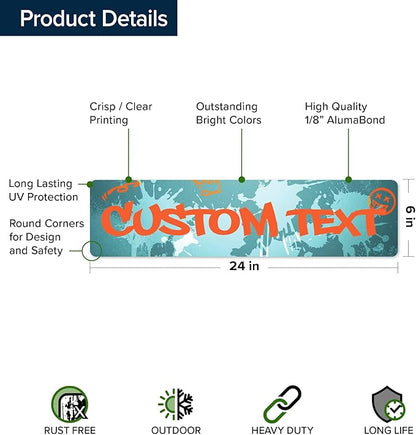 Custom Sign, Custom Street Sign, 11 Font Colors, 13 Font Styles, 4 Hole Options, 22 Sizes, 6x24 Inches, Rust Free DiBound, Fade Resistant, Made in USA by My Sign Center (Graffiti)