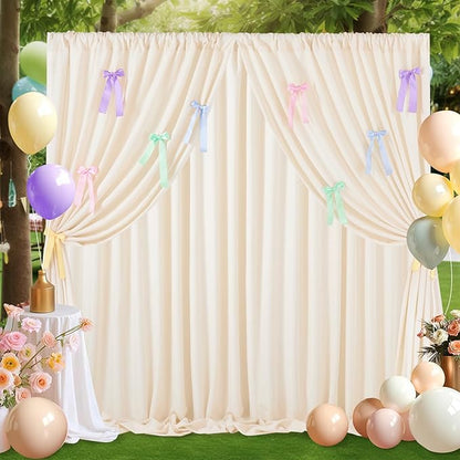 Ivory Backdrop Curtain: 5.8×8ft Backdrop Solid Color Wrinkle Resistant Background - Bridal Shower Wedding Graduation Ceremony Decoration
