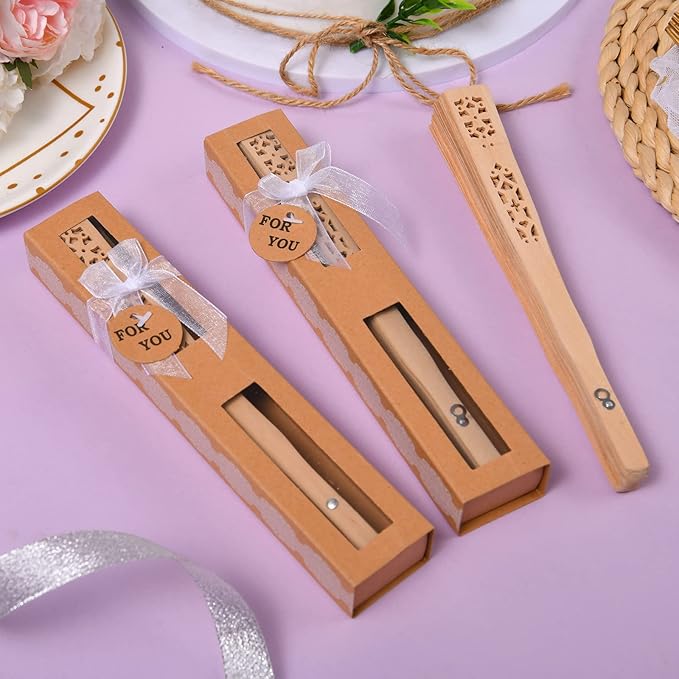 36-Piece Wooden Gift Box Wrapped with Hand-held Folding Fan or Wedding Gift, Bride Gift Party Home Decoration Birthday Gift