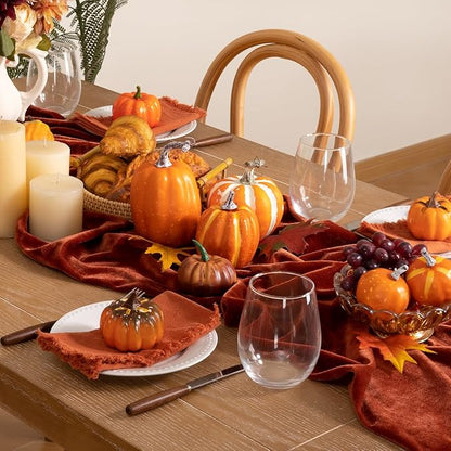 Terracotta Velvet Table Runner 3 Pack Fall Thanksgiving Burnt Orange Table Runners 20 x 120 Inch Luxurious Elegant Velvet Fabric Rust Red Decor for Christmas Dinner Wedding Bridal Baby Shower