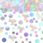 Hello 50 Birthday Confetti for Table Iridescent Circle Happy 50th Birthday Party Decorations for Women Fifty Years Old Birthday Tables Scatter Party Confetti Wedding Anniversary Decor 300PC