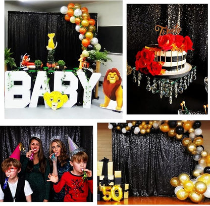 Poise3EHome Black Sequin Backdrop, 10Ft x 10Ft Glitter Photography Background Curtains, Sequence Drapes for Party Baby Shower Wedding Birthday Christmas Thanksgiving Halloween Decoration